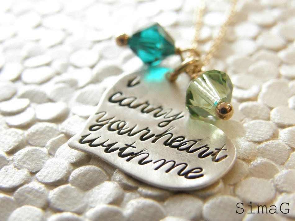 i carry your heart with me - Inspired by the beautiful poem by E E Cummings- Hand Stamped By Simag