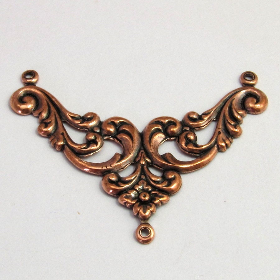 Floral Y Connector Antique Copper Trinity Brass 2 Pc. AC86