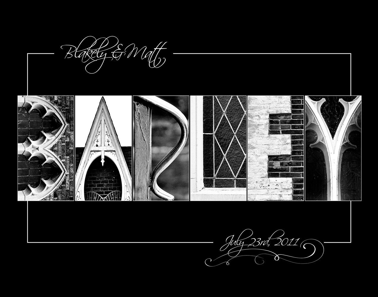 Custom Family Name Photo - Alphabet Photo Letter Art - Wedding Gift, Shower Gift, Anniversary