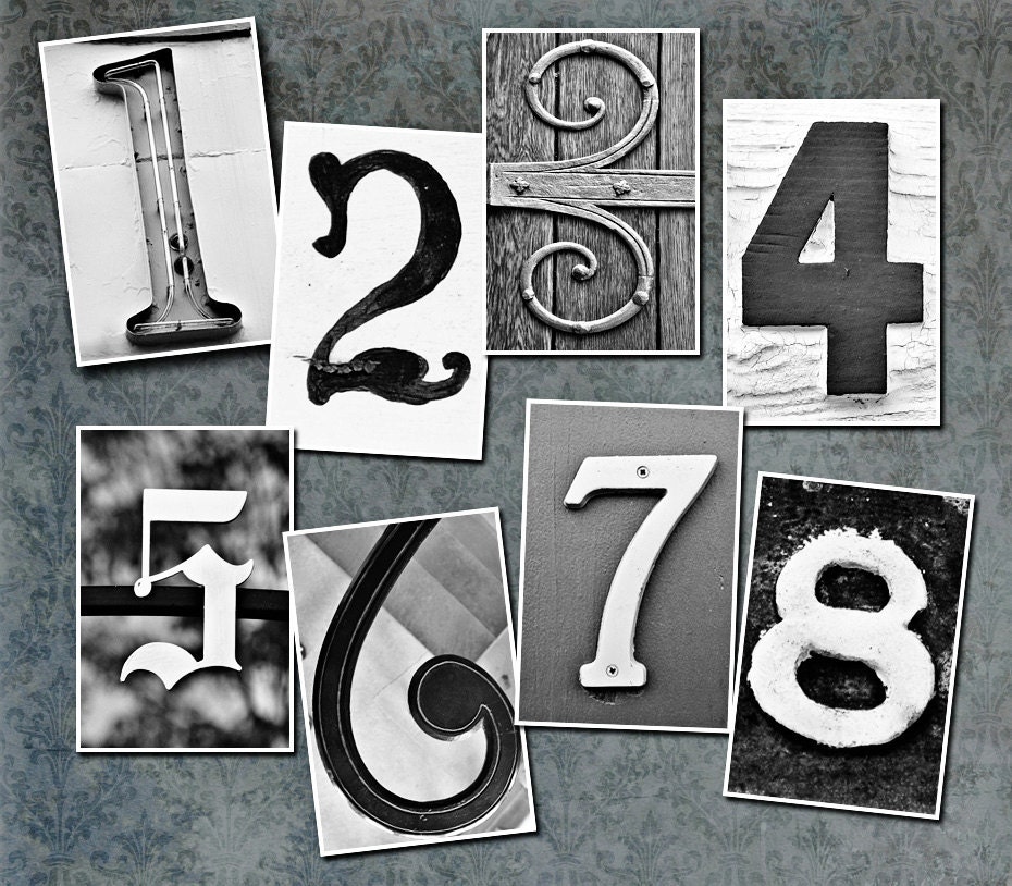 Table Number Cards - Set of 13 4x6 Photos Of Vintage Numbers plus 1 EST