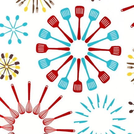 1 yard Happy Home fabric from Robert Kaufman Utensils white