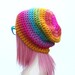 Rainbow Beanie - Crochet Slouch- Ultimate Slacker Striped Beanie Hat- Pride