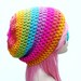 Rainbow Beanie - Crochet Slouch- Ultimate Slacker Striped Beanie Hat- Pride