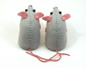 Grey Pink felt mice mouse ornament rat hamster mice cute gift - Adam and Eve Naked Mice