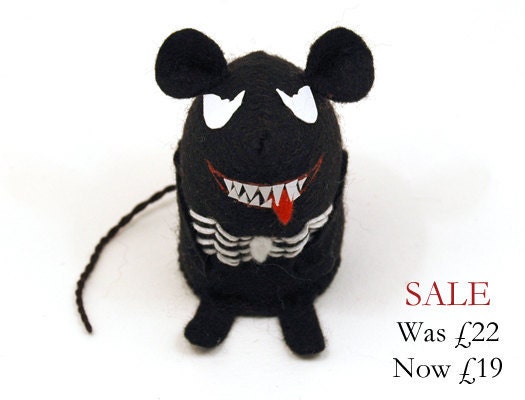 SALE - Halloween Marvel Comic Venom Mouse Mouse Ornament felt rat hamster mice cute gift for animal lover or collector - READY to SHIP