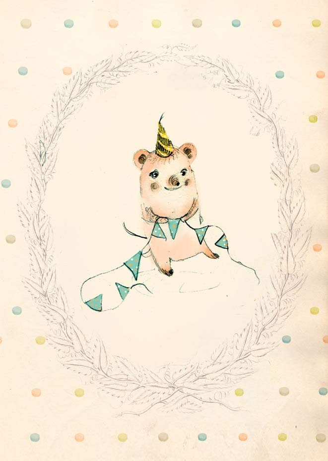 Happy Birthday II, PRINT,, 6x8 inches