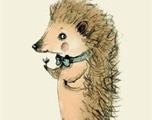 H for Hedgehog, Alphabet animal,  Print 4x6 inches