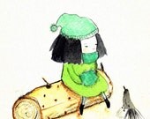 Childrens Wall Art Print -Stowaway Migrating I, Print 8x11