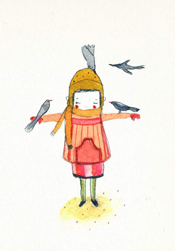 Childrens Wall Art Print -Stowaway Migrating II, Print 8x11
