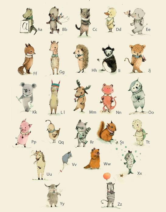 Animal ALPHABET POSTER A3 size- Print-English-Educational-Nursery wall decor-Animal print