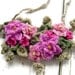Crochet Bib Necklace in Hot Pink Flowers