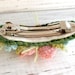 Crochet Hair Barrette Pink with Blue Flowers