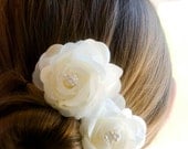 Wedding Hair Flowers Bridal hair piece Ivory flower hair pins includes 2 hair pins- ALLIGATOR CLIPS