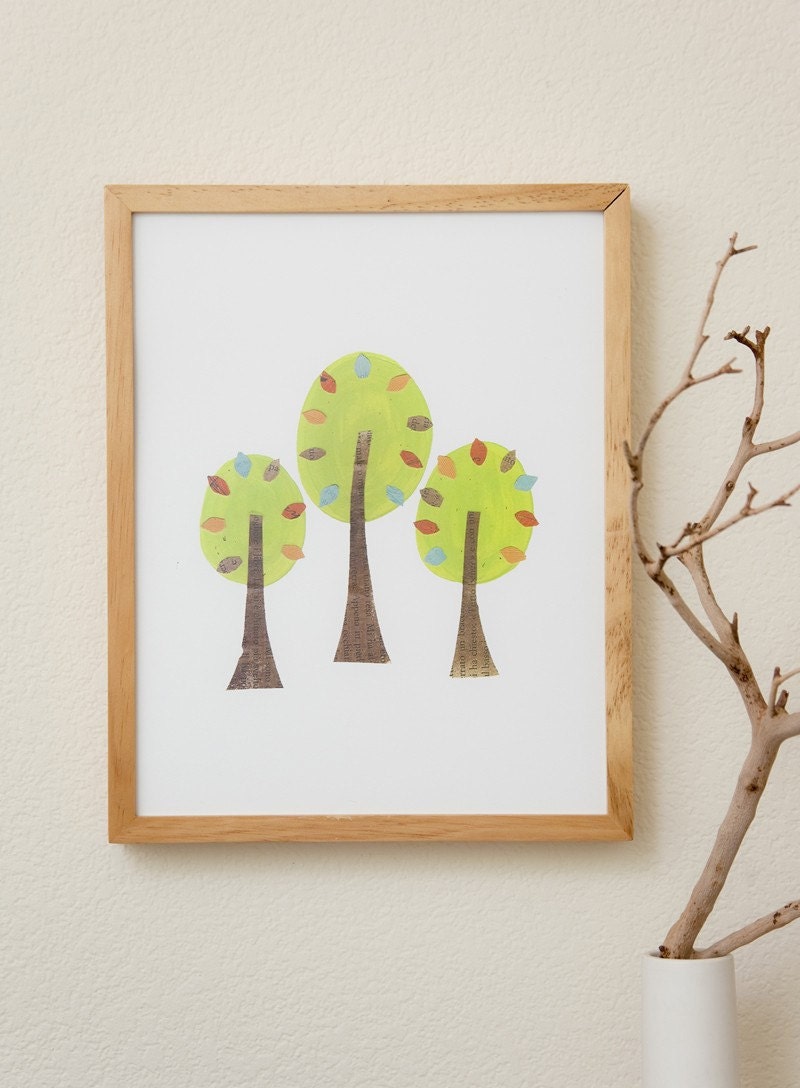 Forest Collection Trees Recycled Collage 8X10 Print