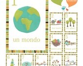 Italian Number (Counting) Nature Themed  5x7 Childrens Wall Cards