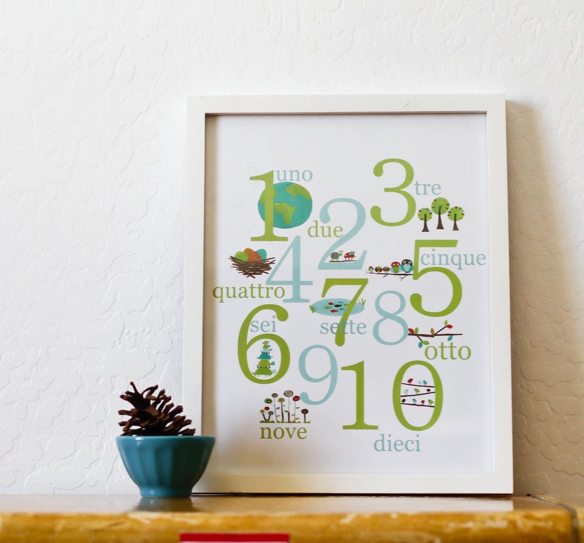 Italian 11x14 Nature Themed Number Print