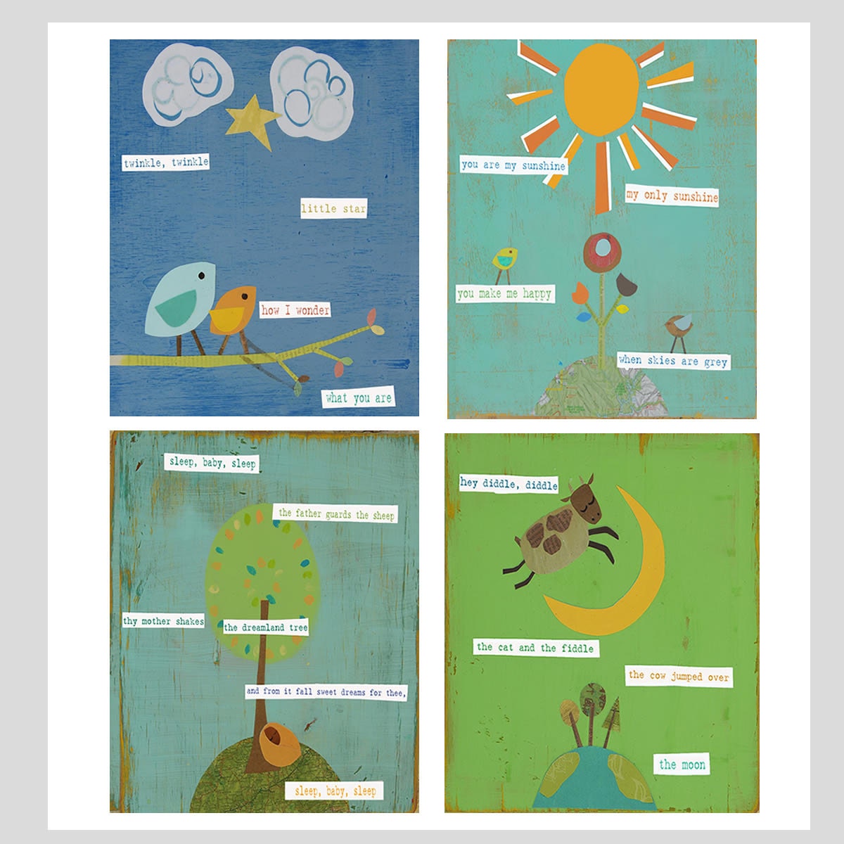 11x14 Nursery Rhyme Collection Eco Print