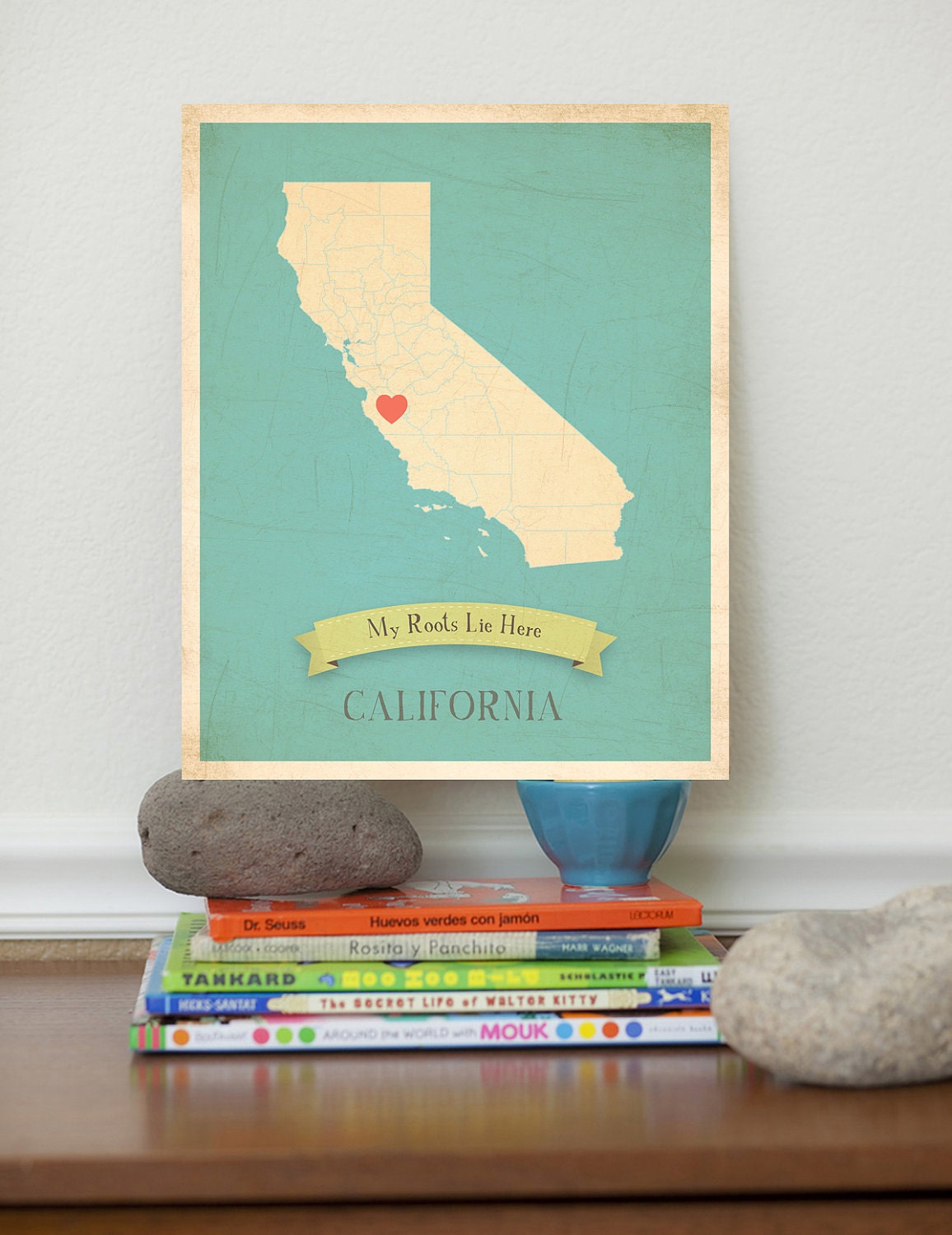 Choose Your State Personalized Vintage Map Wall Art 11x14