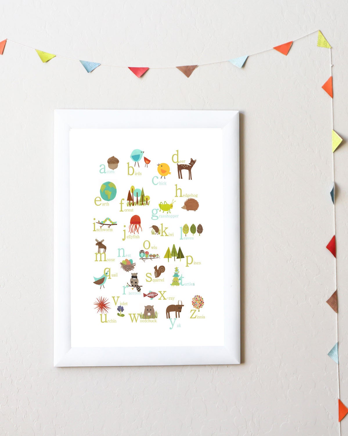 Nature Themed English Alphabet 18x24 Recycled Collage Poster