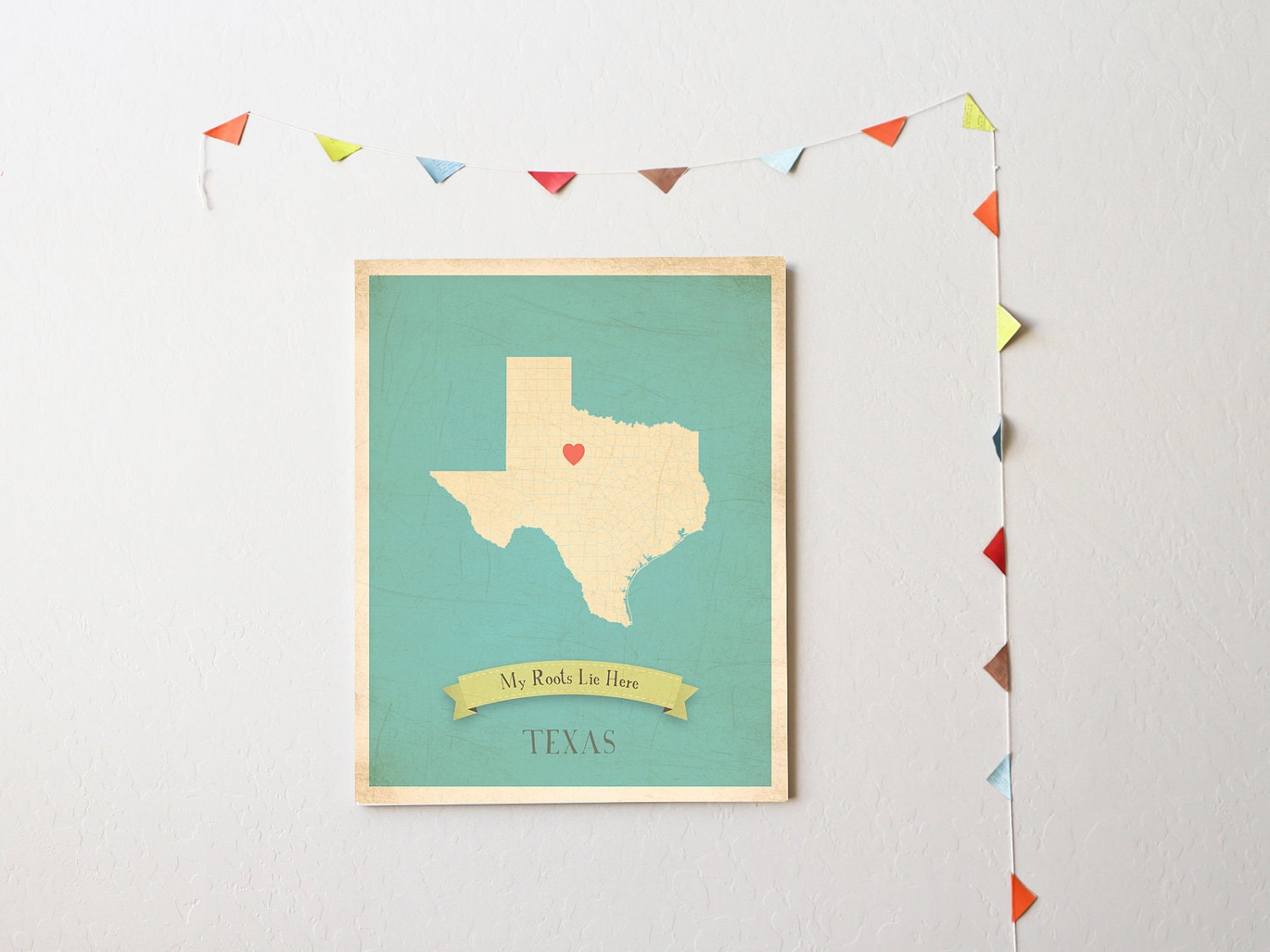 Choose Your State Personalized Vintage Map Wall Art 11x14
