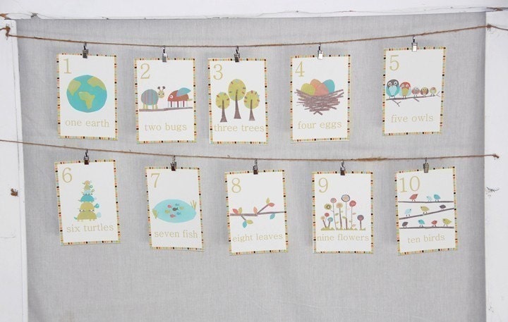 Nature Themed Counting Number Cards in English
