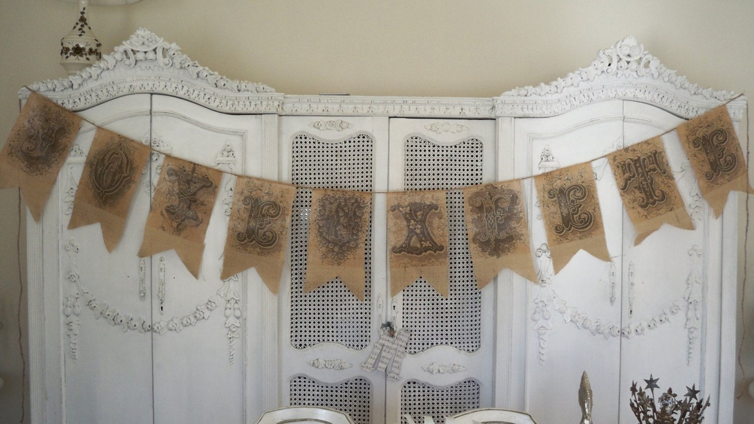 Burlap Joyeux  Fete Banner
