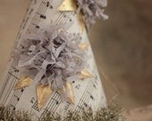 Gray PomPom and Greman Dresden Star Party Hat..Cone Style