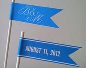 PARTY flags something blue. custom wedding decor cupcake flags. 8 food flags.