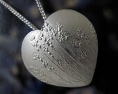 Silver Heart, Flower Necklace, Lavender Necklace- LAVANDE VISTA Pendant with Chain