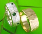 Silver Bamboo Wedding Ring, Emerald Ring, 7.5mm or 5.5mm, Narrow Unisex -  LUCKY BAMBOO, SymBand Collection