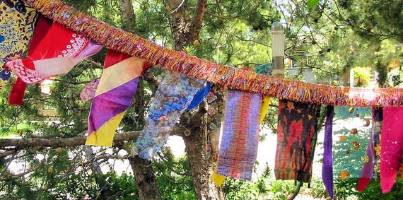 Glitzy Gypsy Celebration Flag garland with multicolor fringe