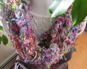 Pink Purple Circular Scarf Hand Knit Cowl Scarf Neck Loop in Lilac Lime Cyan Blue Merlot Hoodie Scarf Infinity Scarf