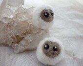 Needle Felted Creature The World's Smallest Yetis Haircip Earrings Brooch