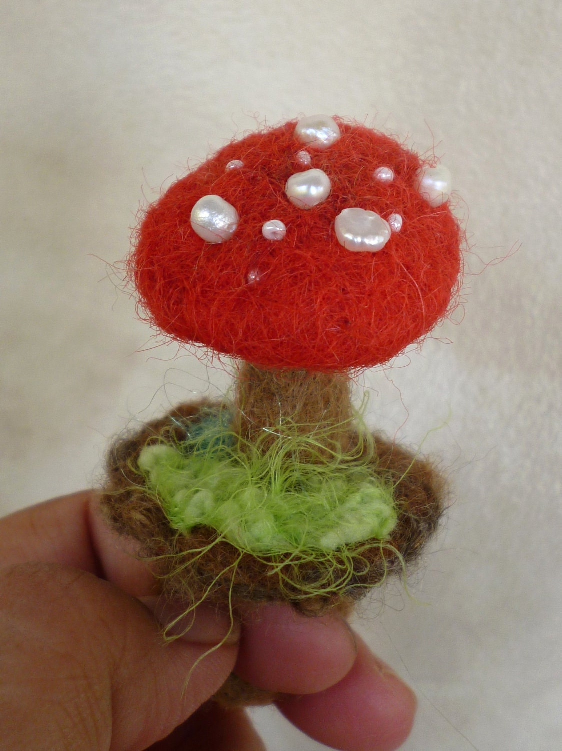 Felted Ring Mushroom Toadstool Made to Order