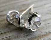 Herkimer Diamond and Recycled Sterling Silver Post Stud Earrings
