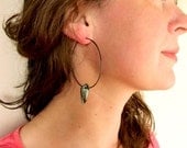 Black Oxidized Sterling and Aged Copper, 2.5  INCH Hoops Ramblin' Rose Earrings