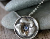 Blue Sapphire and Sterling Silver Violet Necklace, Antique Victorian Pendant, Made To Order