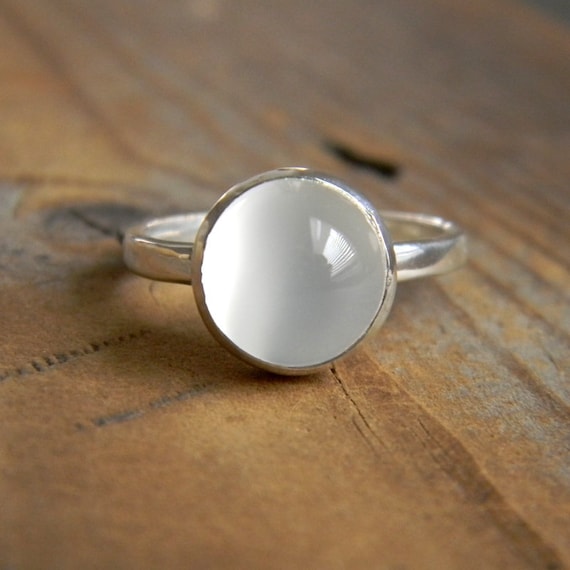 Size 6 Moonstone and Sterling Ring with Recylced Silver