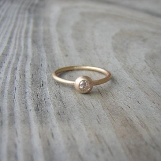 Champagne Diamond and 14k Gold Solitaire, Conflict Free