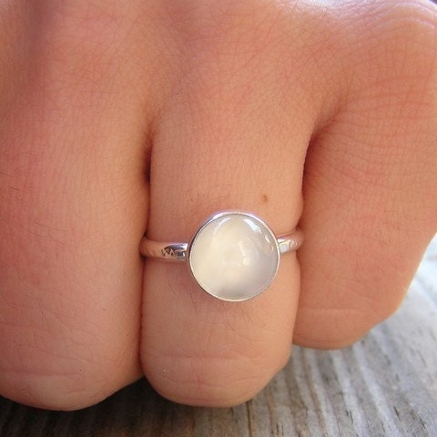 Size 6 Moonstone and Sterling Ring with Recylced Silver