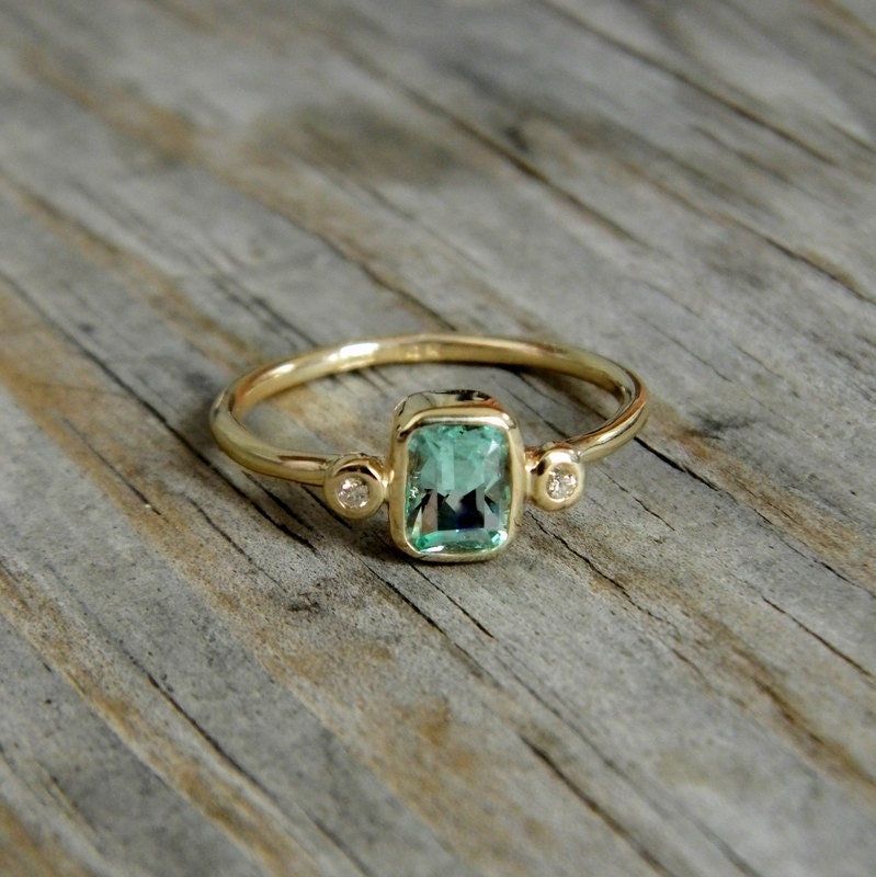 Too Green to be Aquamarine, But Not Quite and Emerald Green Beryl in 14k Yellow Gold