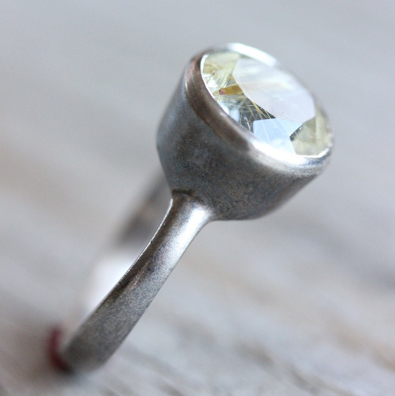 Golden Rutilated Quartz and Patinaed Sterling Silver, Recycled Silver Made To Order Gold Gemstone