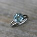 Aquamarine Split Shank 14k Palladium White Gold rapunzel Ring, Engagement Ring or Right Hand Ring