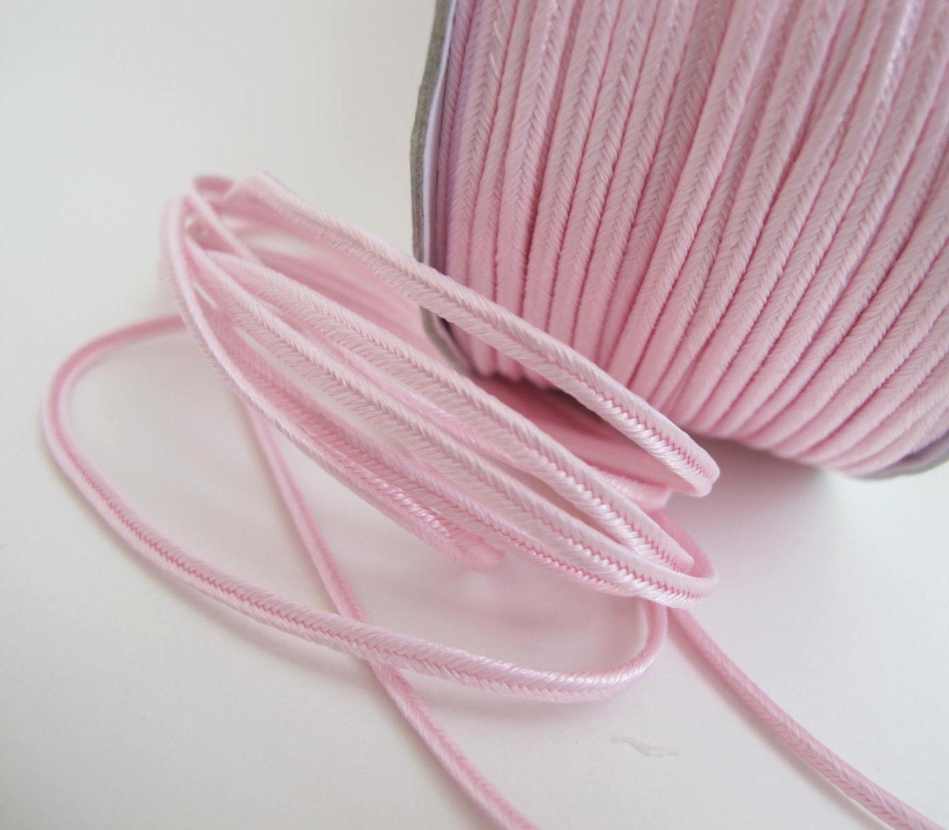 12 yards (11 meters) SOUTACHE passementerie braid. PALE PINK. 1/8 inch (3mm) wide. 556-117