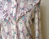 Sweet 1970s Polyester Country Blouse in Teal, Purple and White for Women in Size Small to Medium
