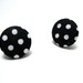 POLKA DOT Studs - Black and white polka dot fabric on hypoallergenic post earrings studs modern rockabilly