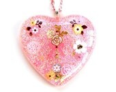 Sweet Love - Pink Heart Resin Pendant Necklace - BLOWOUT SALE