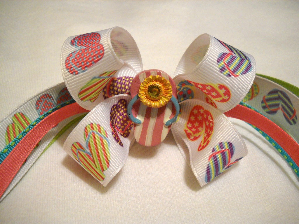 Flip Flop Hairbow Ponytail Holder