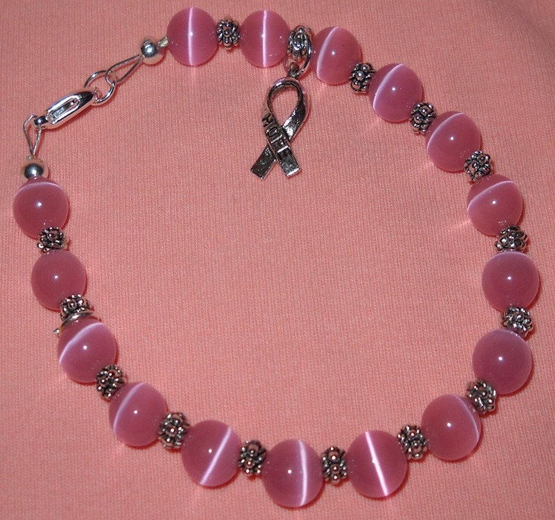 Pink Cat's Eye Cancer Bracelet