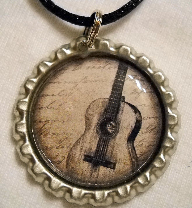 Guitar Bottle Cap Necklace